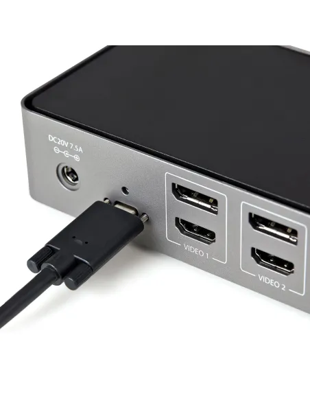 StarTech.com Docking Station USB-C y USB-A 10Gb - Replicador de Puertos Híbrido Universal para 3 Monitores DisplayPort y HDMI