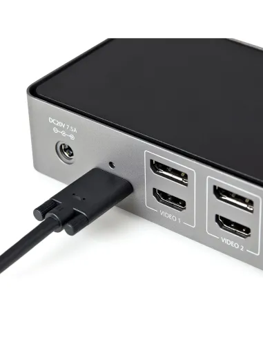 StarTech.com Docking Station USB-C y USB-A 10Gb - Replicador de Puertos Híbrido Universal para 3 Monitores DisplayPort y HDMI