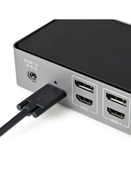StarTech.com Docking Station USB-C y USB-A 10Gb - Replicador de Puertos Híbrido Universal para 3 Monitores DisplayPort y HDMI