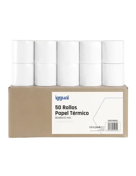 iggual Caja 50 rollos papel térmico 80x80x13 mm