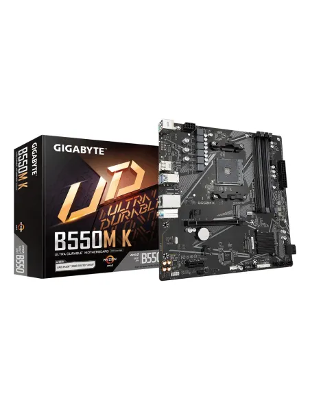 GIGABYTE B550M K Placa base - Procesadores AMD Ryzen 5000, hasta 4733 MHz DDR4, 1xPCIe 4.0 + 1xPCIe 3.0 M.2, LAN 1GbE, USB 3.2