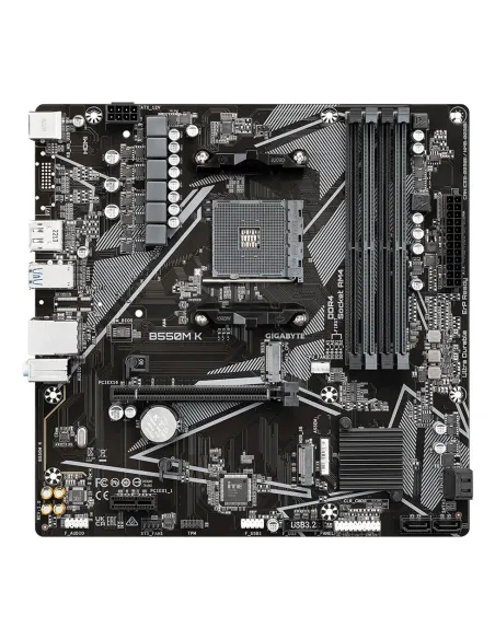 GIGABYTE B550M K Placa base - Procesadores AMD Ryzen 5000, hasta 4733 MHz DDR4, 1xPCIe 4.0 + 1xPCIe 3.0 M.2, LAN 1GbE, USB 3.2