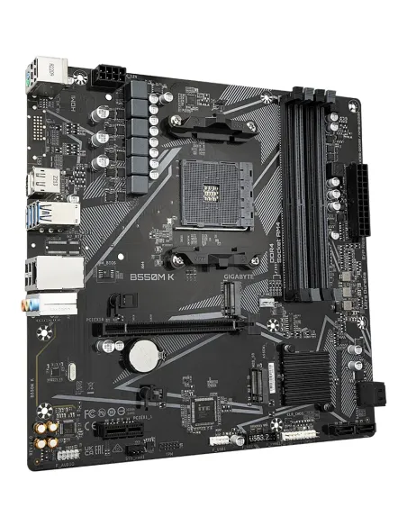 GIGABYTE B550M K Placa base - Procesadores AMD Ryzen 5000, hasta 4733 MHz DDR4, 1xPCIe 4.0 + 1xPCIe 3.0 M.2, LAN 1GbE, USB 3.2