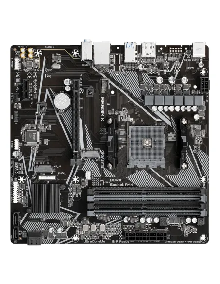 GIGABYTE B550M K Placa base - Procesadores AMD Ryzen 5000, hasta 4733 MHz DDR4, 1xPCIe 4.0 + 1xPCIe 3.0 M.2, LAN 1GbE, USB 3.2