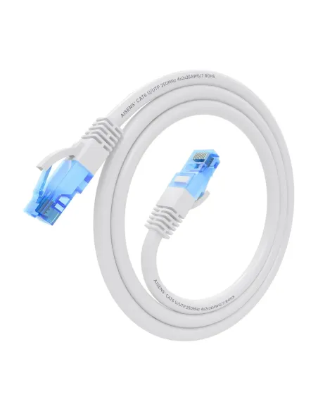 AISENS Cable De Red Latiguillo RJ45 Cat.6 UTP AWG26 CCA, Blanco, 0.75 m