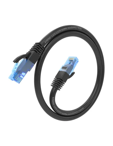 AISENS Cable De Red Latiguillo RJ45 Cat.6 UTP AWG26 CCA, Negro, 30 cm