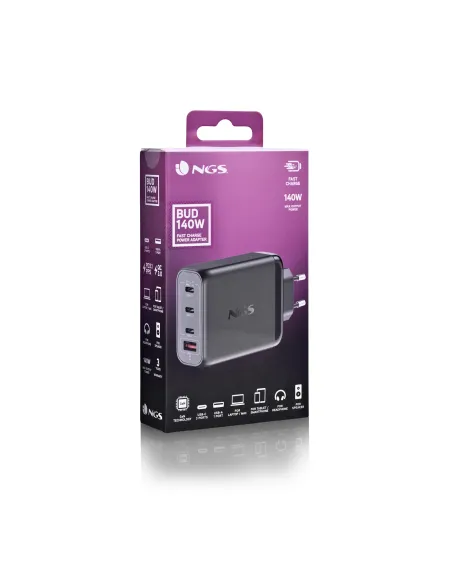 NGS BUD 140W Universal Negro Corriente alterna Carga rápida Interior