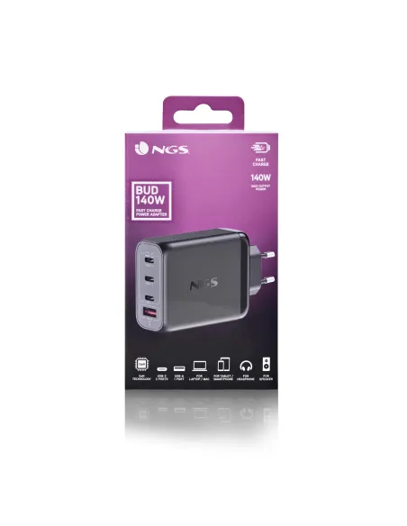 NGS BUD 140W Universal Negro Corriente alterna Carga rápida Interior