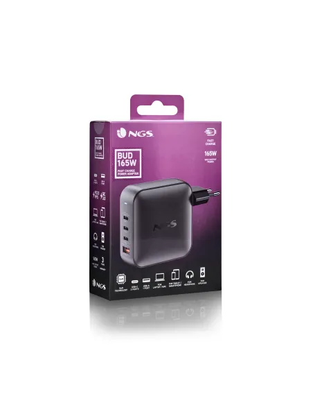 NGS BUD 165W Universal Negro Corriente alterna Carga rápida Interior