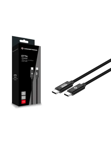 Conceptronic ETTA02B12 cable USB USB 3.2 Gen 2 (3.1 Gen 2) 1,2 m USB C Negro