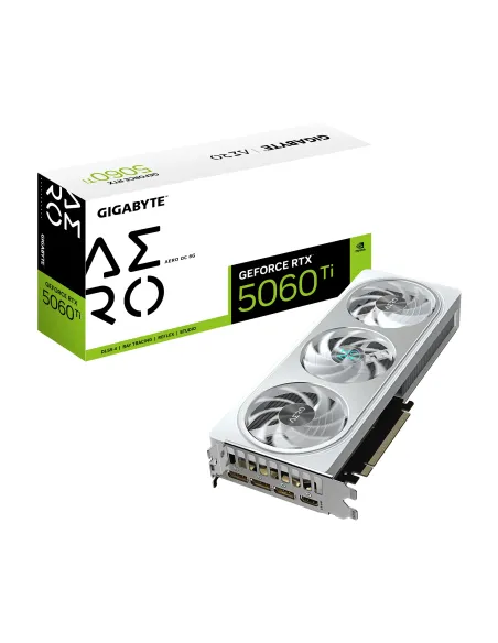 GIGABYTE GeForce RTX 5060 Ti AERO OC 8G Tarjeta Gráfica – 8 GB GDDR7, 128 bits, PCI-E 5.0, 2647 MHz Frecuencia del núcleo, 3 x