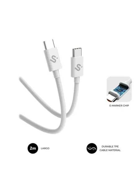SUBBLIM CABLE PLUS 100W C-C 2m WHITE