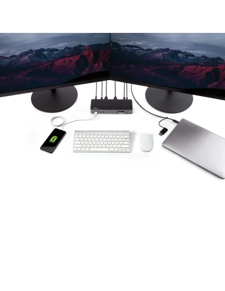 StarTech.com Docking Station Universal para Portátil - Replicador de Puertos Híbrido USB-C -A - 2x HDMI y DP 4K - PD 60W - Mac