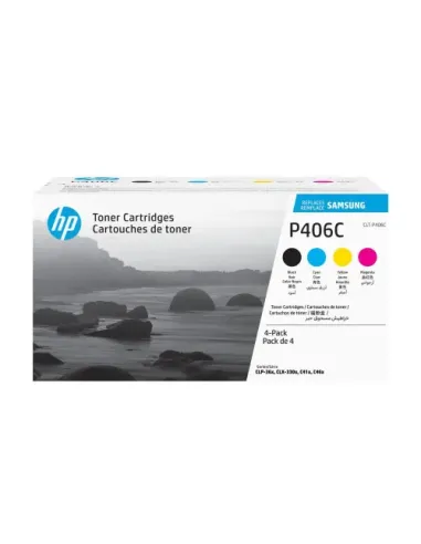 Samsung Paquete de 4 Cartuchos de Tóner Original HP CLT-P406C cian/magenta/amarillo/negro