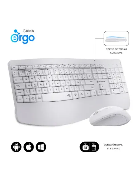 SUBBLIM Teclado con ratón COMBO DUAL OFFICE PROWAVE WHITE