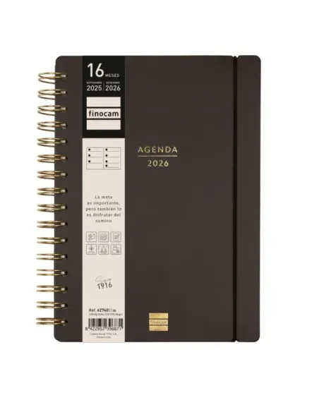AGENDA 16 MESES SEPTIEMBRE 2025-DICIEMBRE 2026 HAIKU E10-155X212 SEMANA VISTA HORIZONTAL NEGRO+ FINOCAM 627400126