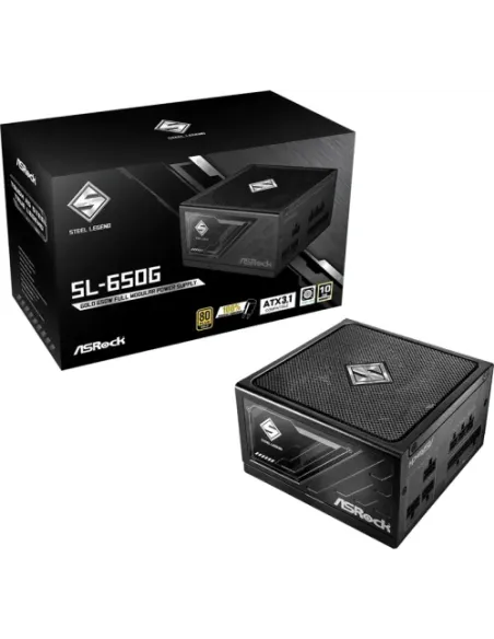 FUENTE ALIMENTACION ASROCK SL-650G,PSU,650W,80 PLUS GOLD,135MM,MODULAR,PCI-E 5.1 (12+4pin)x1,PCI-E (6+2 pin)x3,SATA (5 pin)x9