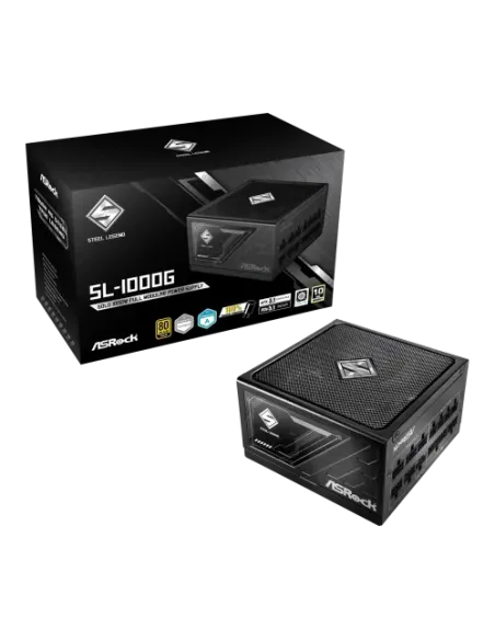 FUENTE ALIMENTACION ASROCK SL-1000G,PSU,1000W,80 PLUS GOLD,135MM,MODULAR,PCI-E 5.1 (12+4pin)x1,PCI-E (6+2 pin)x3,SATA (5 pin)x9