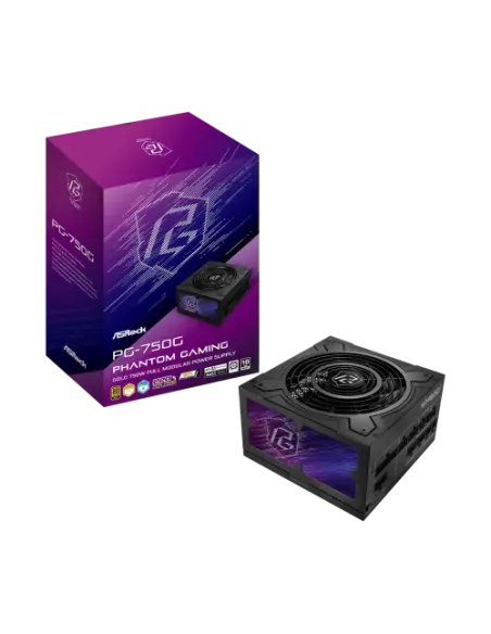 FUENTE ALIMENTACION ASROCK PG-750G,PSU,750W,80 PLUS GOLD/A,135MM,MODULAR,PCI-E 5.1 (12+4pin)x1,PCI-E (6+2 pin)x3,SATA (5 pin)x9