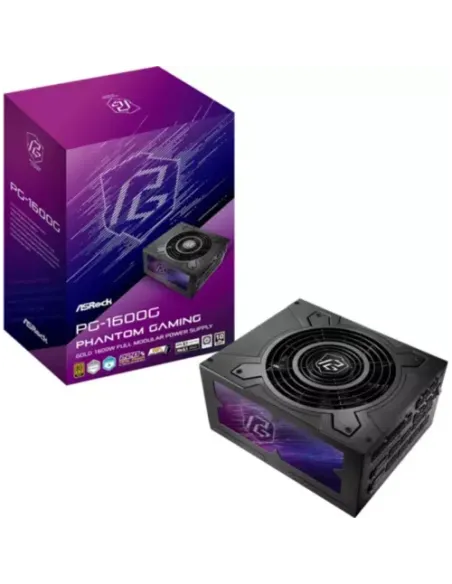 FUENTE ALIMENTACION ASROCK PG-1600G,PSU,1600W,80 PLUS GOLD,135MM,MODULAR,PCI-E 5.1 (12+4pin)x2,PCI-E (6+2 pin)x8,SATA (5 pin)x12