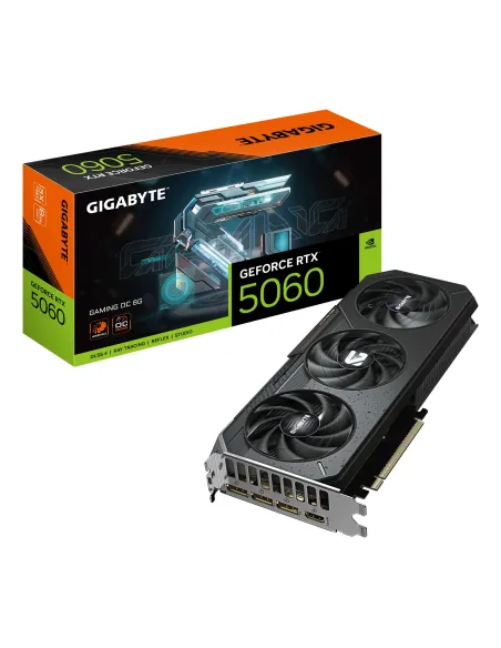 GIGABYTE GeForce RTX 5060 GAMING OC 8G Tarjeta Gráfica - 8GB GDDR7, 128bit, PCI-E 5.0, 2595 MHz Frecuencia del núcleo, 3 x
