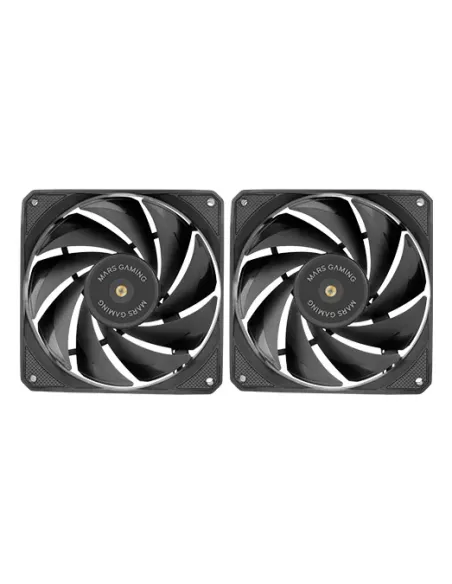 Mars Gaming MF-NCLX2, Kit 2x Ventiladores Ultrasilenciosos 120mm, Diseño Aspas Híbridas, Ventiladores 2en1 con Rodamiento FDB