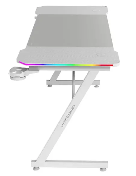 Mars Gaming MGD-X140RGB, Mesa Gaming Ergonómica, Iluminación ARGB con Mando, Fibra de Carbono, Alfombrilla XXL, Soporte