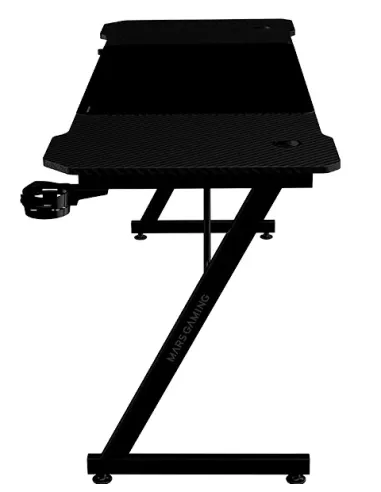 Mars Gaming MGD-X160, Mesa Gaming Ergonómica, Superficie en Fibra de Carbono, Estructura Metálica, Alfombrilla XXL, Soporte