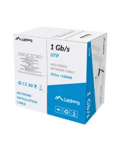 Bobina 1gb - s lanberg u - utp rj45 solido cca awg23 305m negro