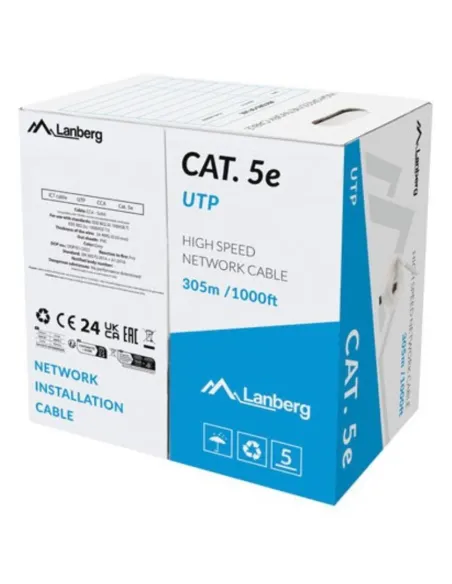Bobina 1gb - s lanberg u - utp rj45 solido cca 305m gris