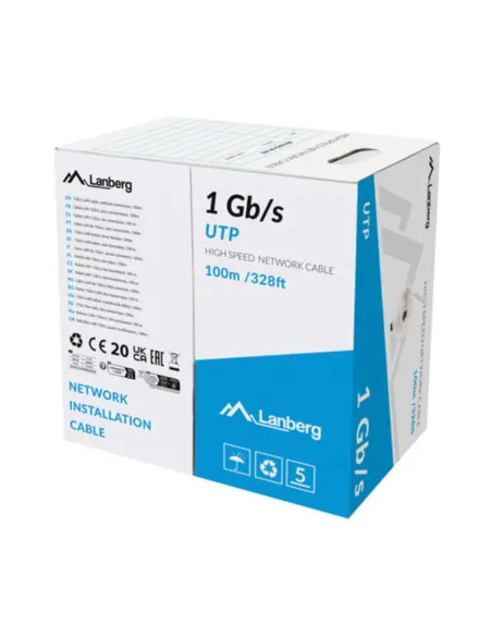 Bobina 1gb - s lanberg u - utp rj45 solido cca awg23 100m gris