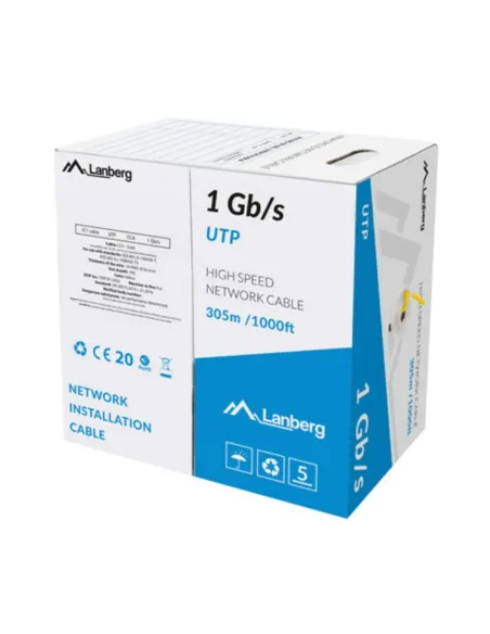 Bobina 1gb - s lanberg u - utp rj45 solido cca awg23 305m  amarillo