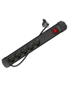 Regleta lanberg sp1 5 tomas schuko proteccion hasta 2500w negra 1.5m