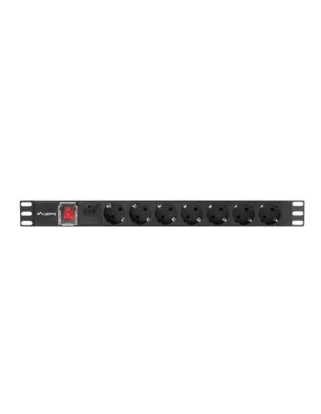 Regleta lanberg 1u 10a 7x schuko rack 19 pulgadas 2m negro c14