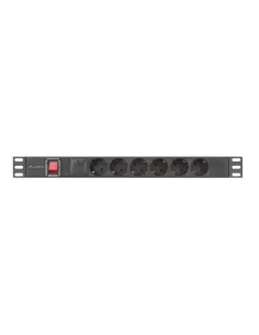Regleta lanberg 1u 16a rack 19 pulgadas 6x socket schuko negro 2m