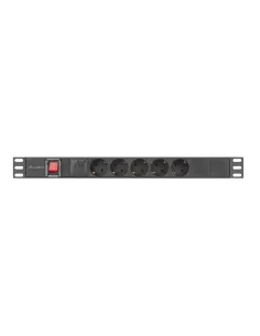 Regleta lanberg 1u 16a rack 19 pulgadas 5x socket schuko negro 2m