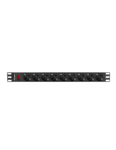 Regleta lanberg 1u 16a 9x schuko rack 19 pulgadas 3m negro