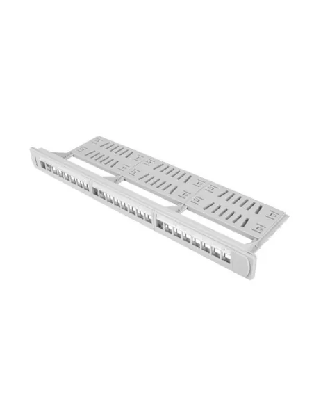 Patch panel lanberg 24 puertos 1u rack 19 pulgadas organizador modulos keystone gris