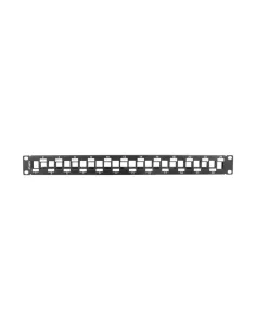 Patch panel lanberg 24 puertos 1u escalonado organizador modulos keystone negro
