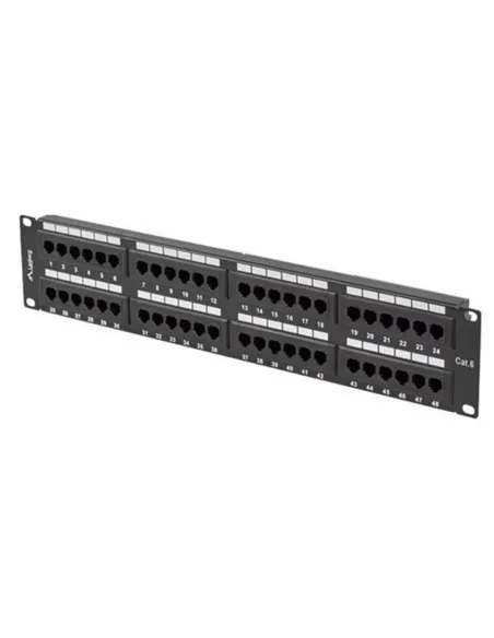 Patch panel lanberg 48 puertos 2u 19 pulgadas cat.6 negro