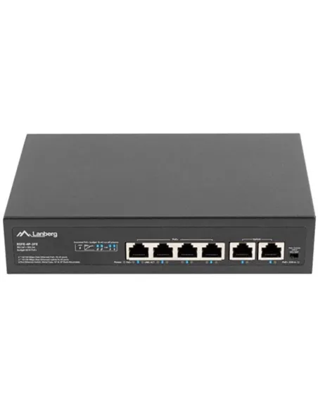 Switch lanberg 6 puertps 100mb 4xpoe+ -  2x fast ether 60w rack 10 pulgadas - 19 pulgadas