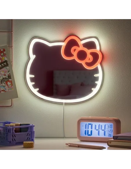 Espejo de neón led montable en la pared hello kitty