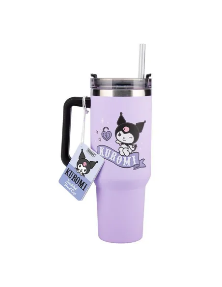 Vaso aislante paladone sanrio kuromi y pajita hello kitty 900ml