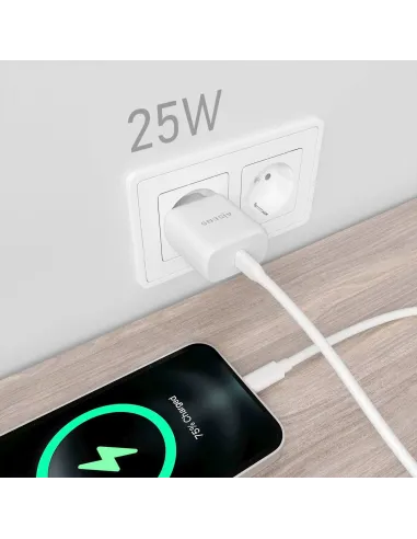AISENS Cargador USB-C PD3.0 1 Puerto 1xUSB-C 25W, Blanco