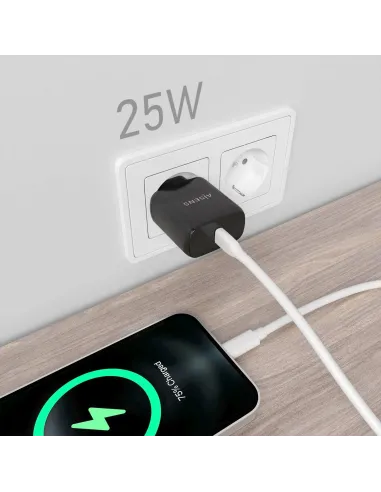 AISENS Cargador USB-C PD3.0 1 Puerto 1xUSB-C 25W, Negro