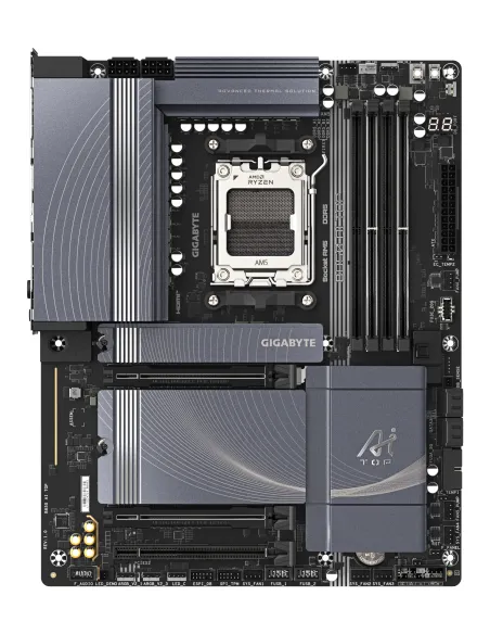 GIGABYTE B850 AI TOP Placa Base - Procesadores AMD Ryzen Serie 9000, 16+2+2 fases VRM digitales, hasta 8600MHz DDR5 (OC),