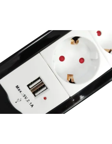 Equip 245553 base múltiple 1,5 m 4 salidas AC Interior Negro, Blanco