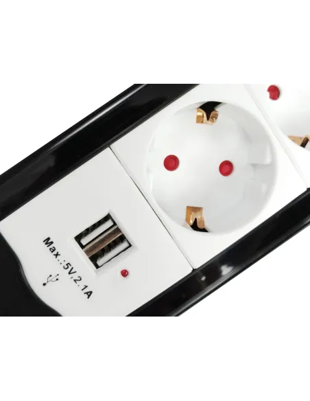 Equip 245553 base múltiple 1,5 m 4 salidas AC Interior Negro, Blanco