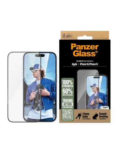 PanzerGlass ® Screen Protector iPhone 16 | 15 | Ultra-Wide Fit Protector de pantalla Apple 1 pieza(s)