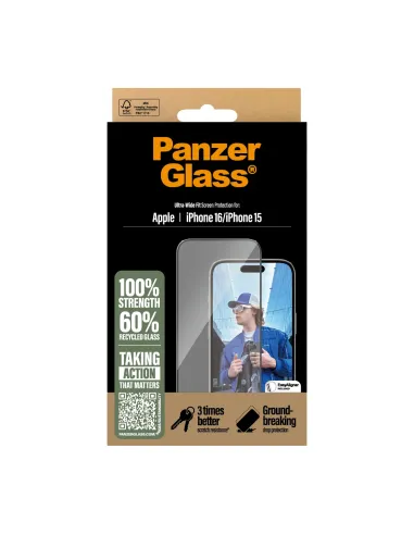 PanzerGlass ® Screen Protector iPhone 16 | 15 | Ultra-Wide Fit Protector de pantalla Apple 1 pieza(s)